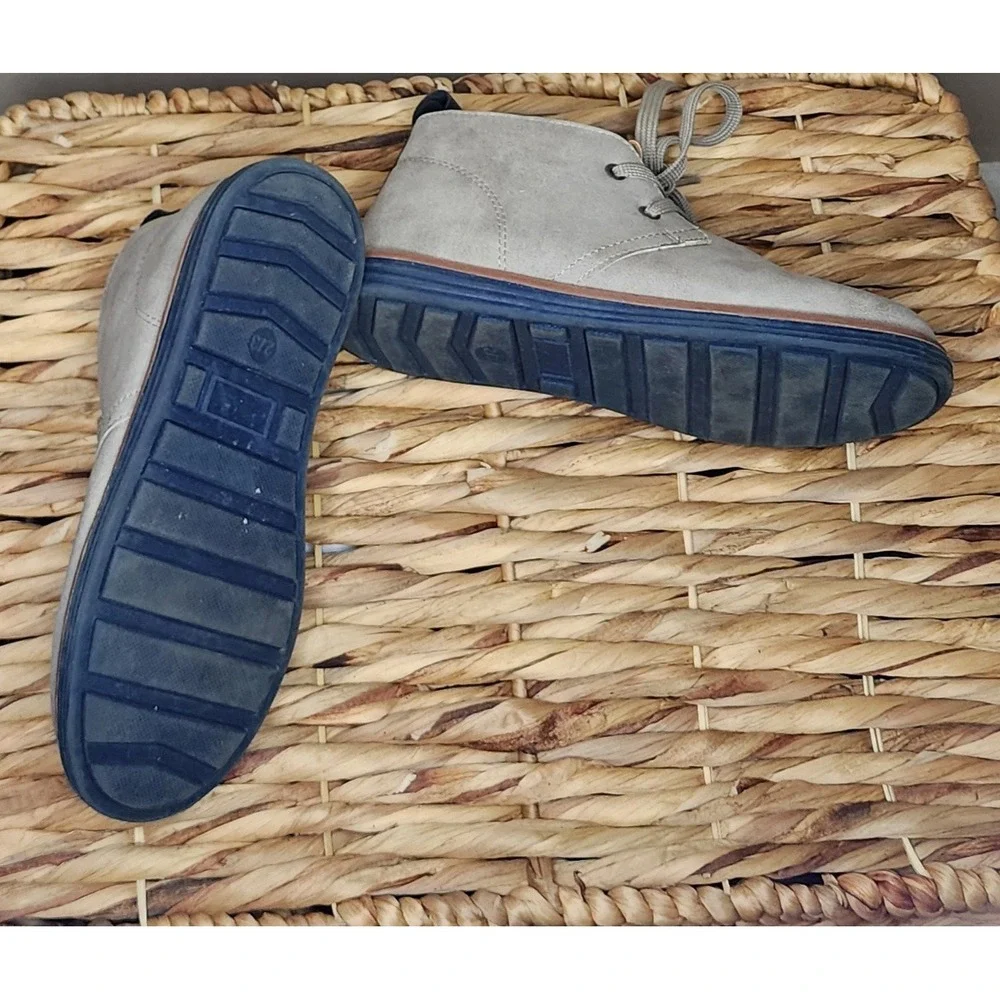 Lily & Dan Boys Size 2/3 Gray Faux Suede Chukka Oxford Dress Shoes Lace Up